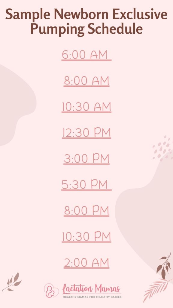 Sample newborn exclusive pumping schedule.